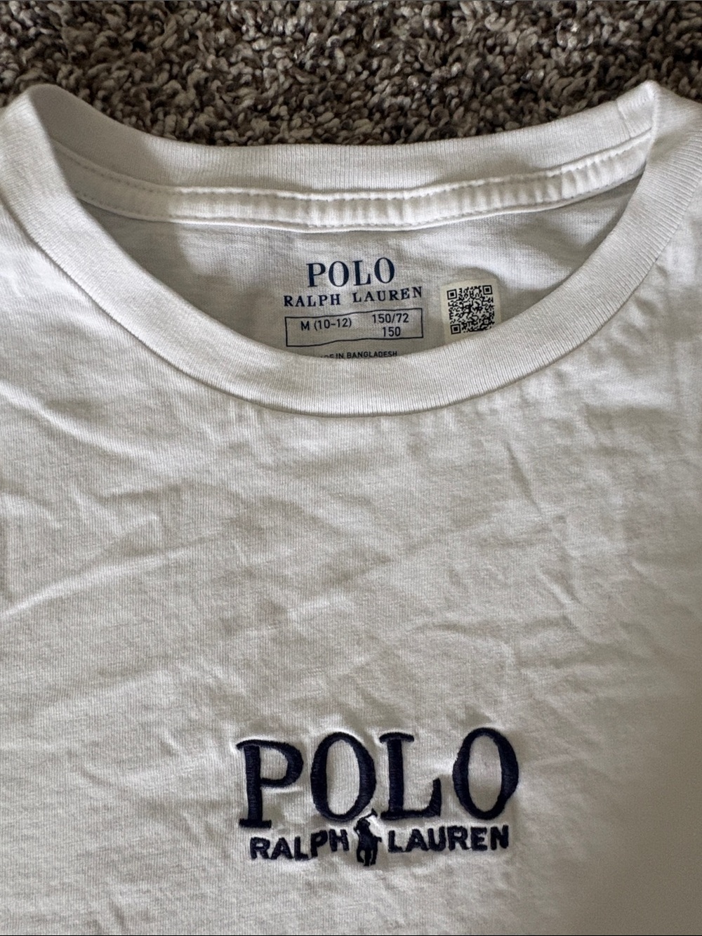 Polo by Ralph Lauren White Kids Tee with Navy Logo